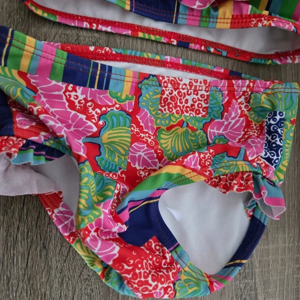 Janie and Jack Girls Swimsuit 18-24 Months Floral Ruffle Two‎ Piece Cute